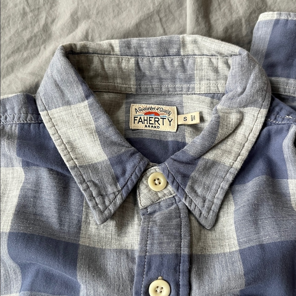 Faherty blue and Light Gray Checkered Shirt